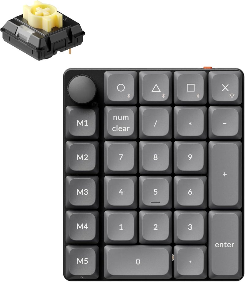 Keychron K0 Max Wireless Low-Profile Number Pad, QMK/VIA Programmable, Hot-Swappable Banana Switch, RGB Backlit, 2.4GHz & Bluetooth 5.3, 1000Hz Polling Rate, with Knob, for Windows/Mac - Image 1